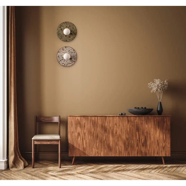 Lampa ścienna kulista LEGRA 21418115 lastrykowa IP44 brązowa biała