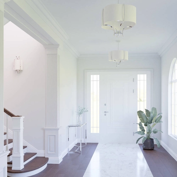 Klasyczna LAMPA wisząca FARO P04046NI Cosmolight abażurowy zwis do sypialni nikiel biały