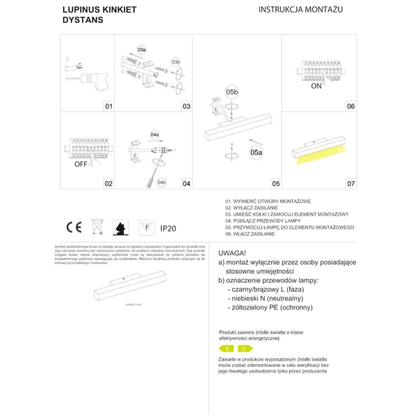 Podłużny kinkiet natynkowy Lupinus 6115D05103-1 Elkim LED 24W 3000K liniowy czarny