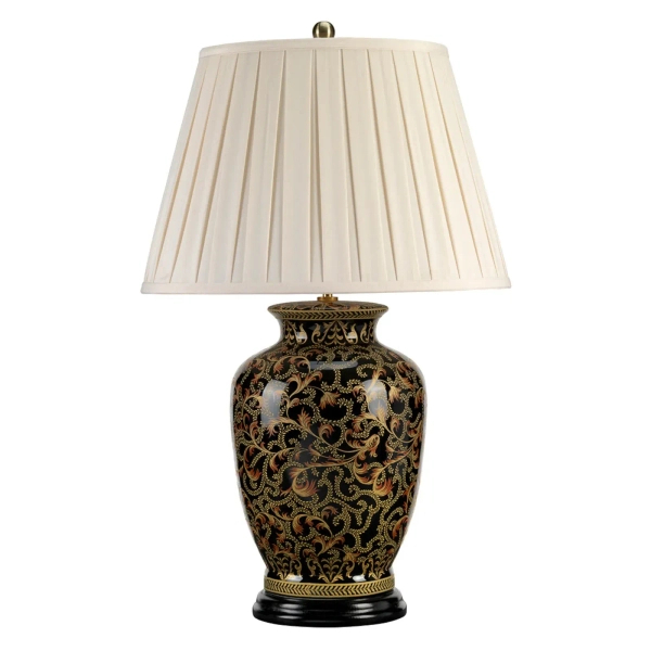 Stołowa lampa czarna złota 1xE27 na stolik porcelanowa MORRIS-TL-SMALL