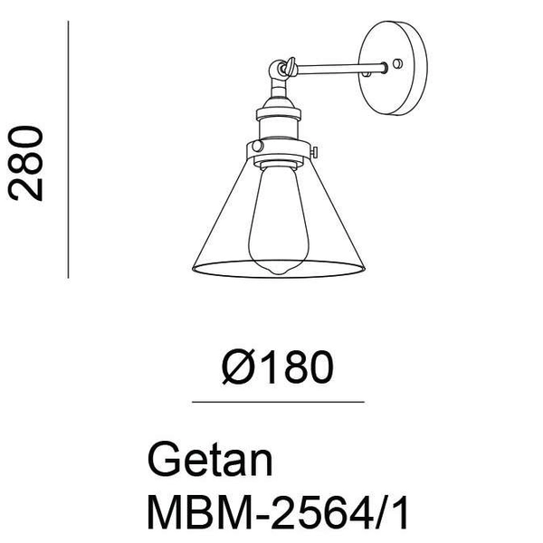 Kinkiet LAMPA ścienna GETAN MBM-2564/1 Italux szklana OPRAWA industrialna stożek francis przezroczysty