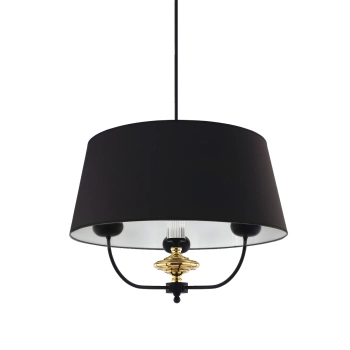 Lampa wisząca do sypialni Narni NAR-ZW-3 (CZ) tkaninowa czarna mosiądz