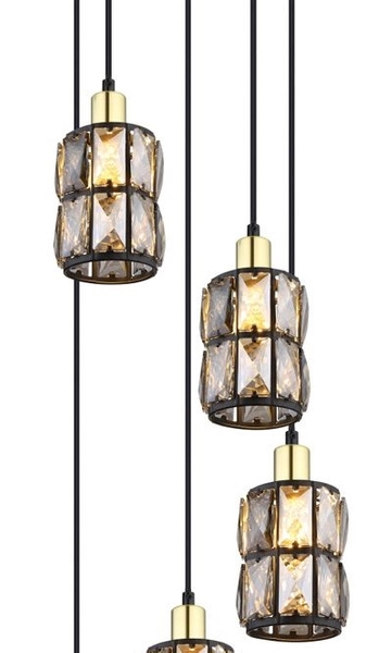 Wisząca lampa Wolli 15761-5B crystal czarna przydymiona
