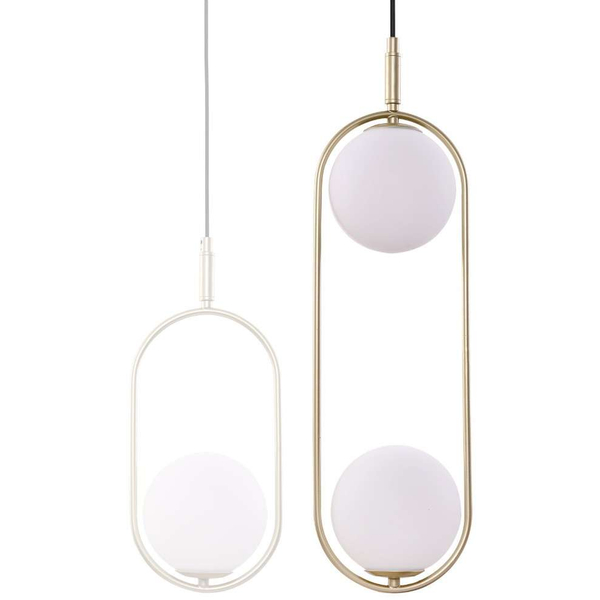 Wisząca lampa modernistyczna CORDEL 32-73464 kula szklana mosiężny biały