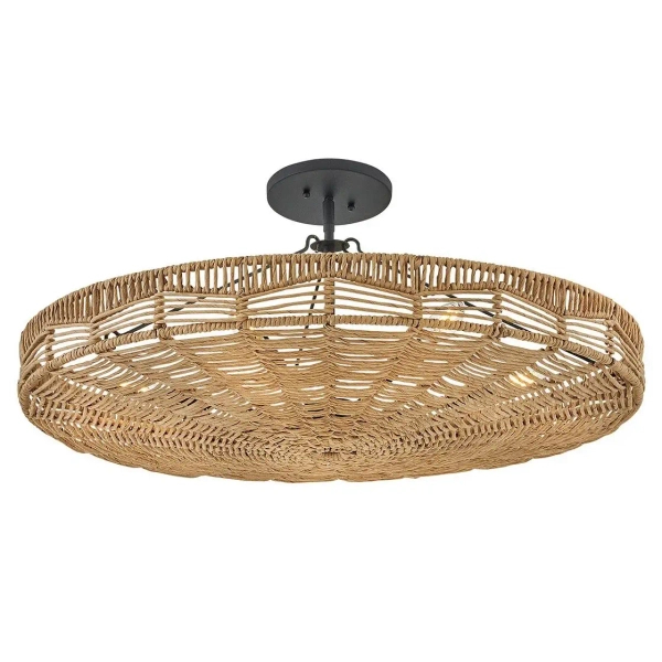 Wisząca lampa nad wyspę Ophelia QN-OPHELIA-6P-BK-CAM rattan brązowy
