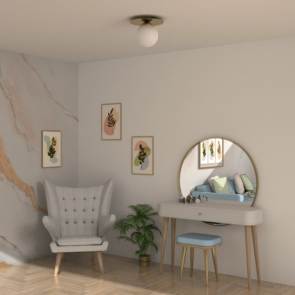 Loftowy plafon gabinetowy Plato kula ball lampa biała złota