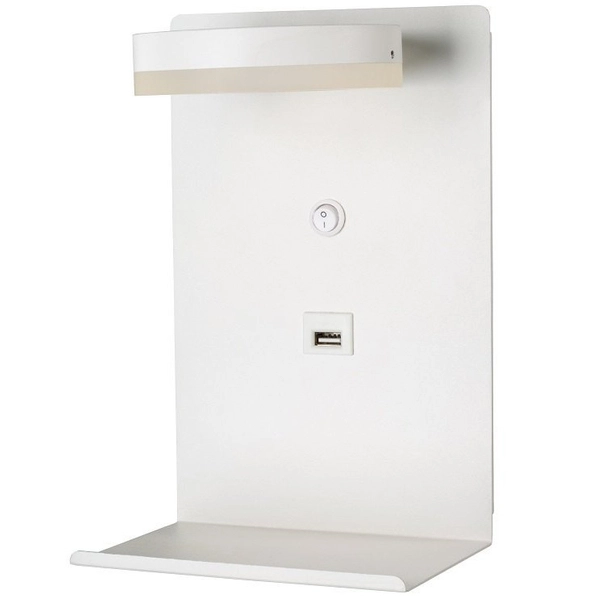 Lampa ścienna COMPACT 21-76052 metalowa półka LED 4W 4000K USB biała