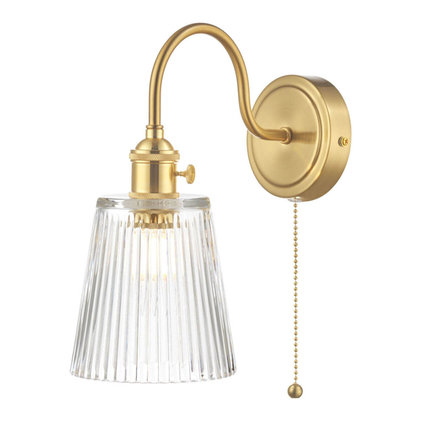 Kinkiet ścienny szklany Hadano HAD0740-05 żebrowany mosiądz przezroczysty