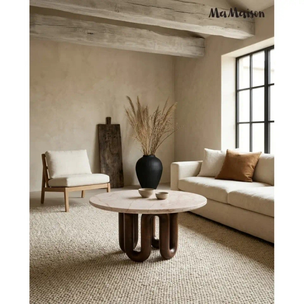 Drewniany stolik kawowy CORES MM001501100409 brązowy nowoczesny 80cm