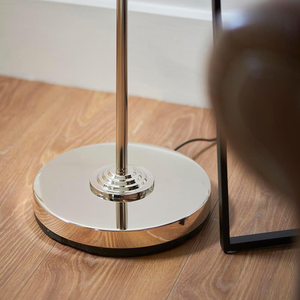 Salonowa lampa podłogowa Highclere 112570 z abażurem brązowa nikiel