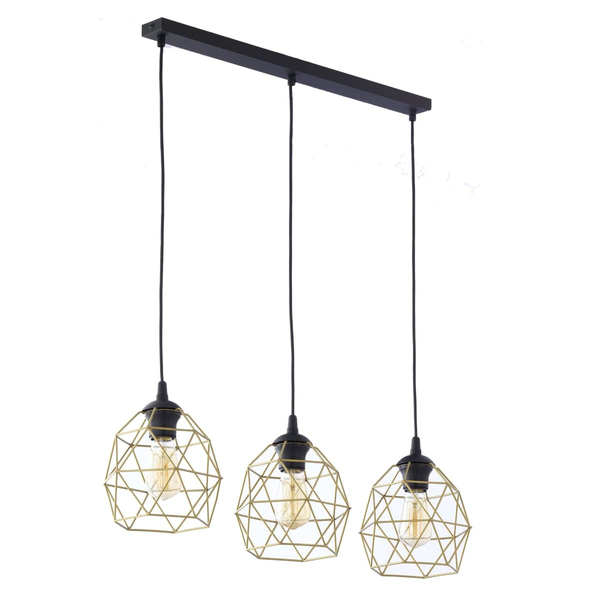 Potrójna loftowa lampa wisząca Galaxy 3459 TK Lighting czarna złota