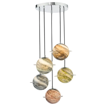 Molekułowa wisząca lampa Cygnus CYG0555 planety szklana beżowa chrom