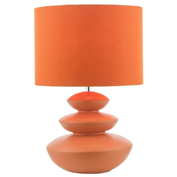 Ceramiczna stołowa lampa Discus DIS4211 abażurowa pomarańczowa