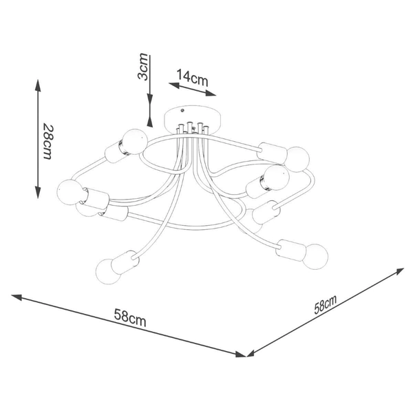 Metalowa lampa sufitowa Levar SL.1457 Sollux do jadalni czarny