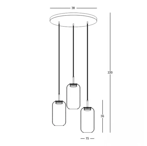 Szklana lampa wisząca 23231 LED 36W 3000K owalna czarny złoty