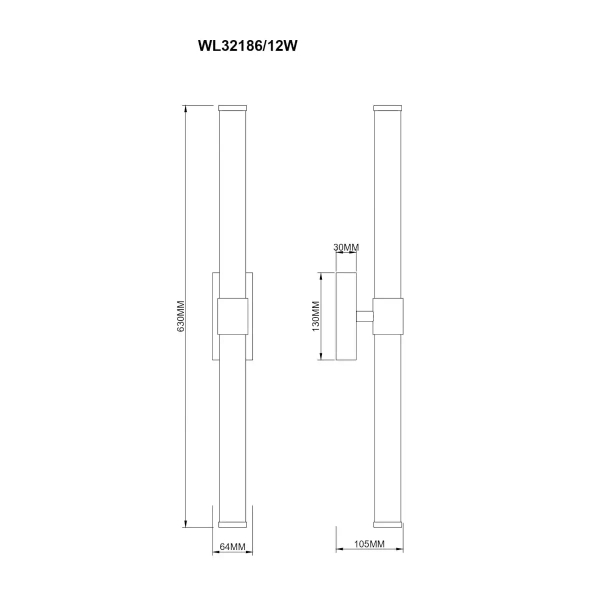 Naścienna lampa nad lustro Eddie WL32186/12W LED 12W 3000K IP44 srebrny