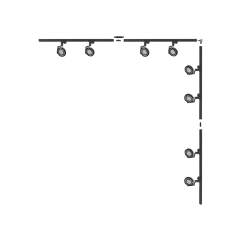 Kątowy jednofazowy zestaw szynowy 3590 8xGU10 czarny