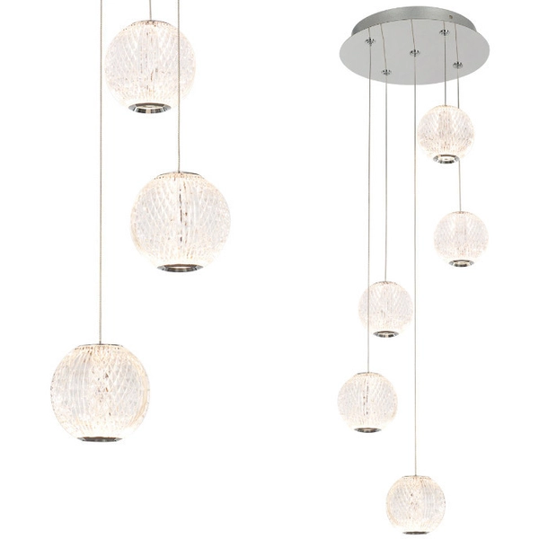 Wisząca LAMPA glamour ROSARIO PND-12220121-5A-CR Italux szklana OPRAWA zwis LED 21W 3000K kaskada przezroczysta