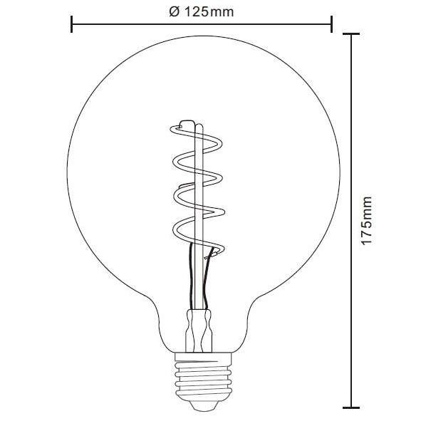 Dekoracyjna ŻARÓWKA industrialna 11404F Globo LED G125 E27 globe 4W 200lm 230V 2000K biała ciepła