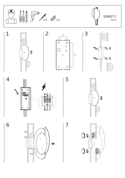 Nowoczesna lampa ścienna Sunset 7654 okrągły kinkiet czarny drewno