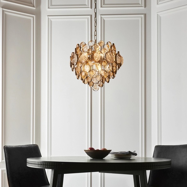 Lampa wisząca L&-191989 Light& monety szklane bursztynowe złota