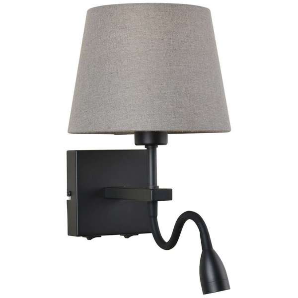 Abażurowa LAMPA ścienna NORTE WL-1122-2-BL-BM-RO-GR Italux klasyczna OPRAWA z peszlem LED 3W 3000K kinkiet czarny szary