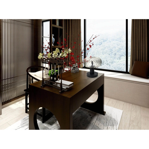 Gabinetowa lampka stojąca Tanpo 2034 Shilo z włącznikiem szklana czarna