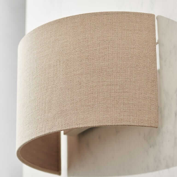 Lampa na ściane Obi 70335 Endon klasyczna len półokrągłą beżowy