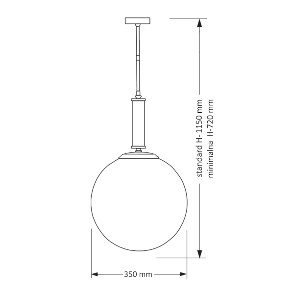 Kulista wisząca lampa Artu Glass ART-ZW-1 (Z) G350 biała mosiądz