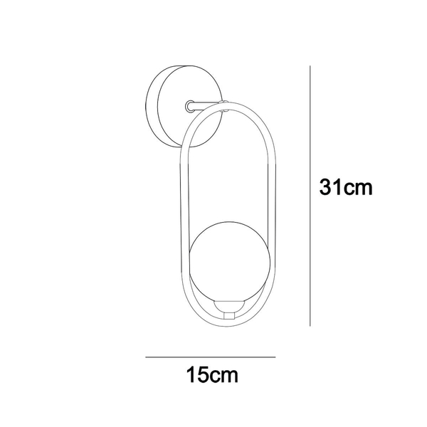 Ścienna lampa z kulą Lupus WL-3965-1-BL Italux szklana czarny biały
