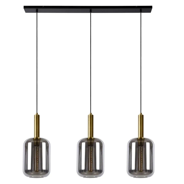 Potrójna lampa wisząca loft Joanet 45494/03/65 szklana czarna przydymiona