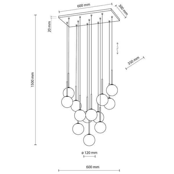 Wisząca lampa kaskadowa Martin 10079 bubble do salonu czarna biała