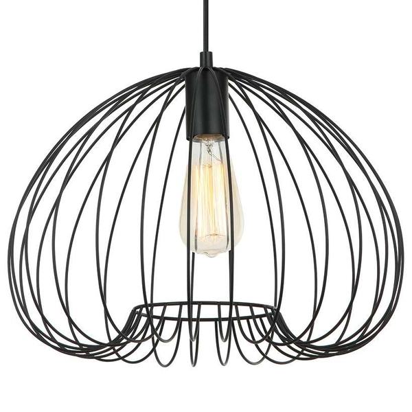 Industrialna LAMPA wisząca MEDDI MDM-4583-1 BK Italux metalowa OPRAWA druciany ZWIS klatka loftowa czarna