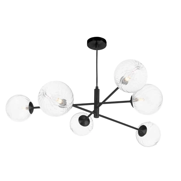 Lampa wisząca do salonu Vignette VIG0622-22 szklana przezroczysta czarna