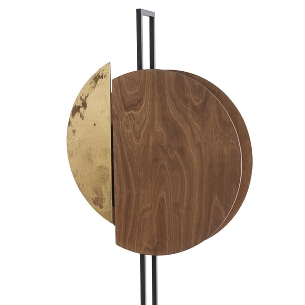 Drewniana lampa podłogowa Sunset 7647 Nowodvorski okrągła czarna złota