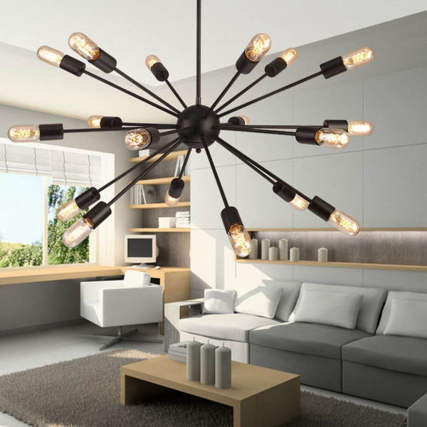 Lampa wisząca Retro LWS-18XE27 Abigali industrialna do salonu czarna