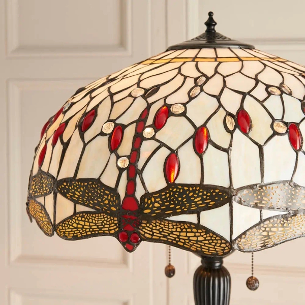 Podłogowa lampa szklana Dragonfly 70940 tiffany z włącznikiem kolorowa