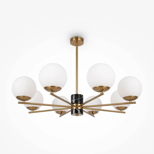 Żyrandol do salonu Marble MOD187PL-08BS Maytoni kuliste klosze mosiądz