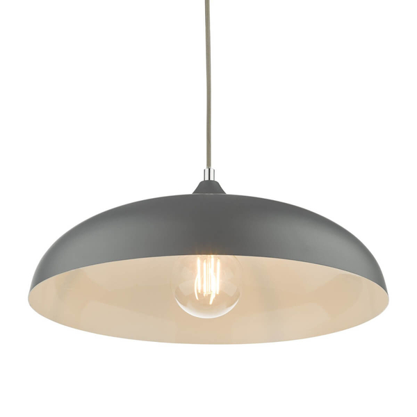Metalowa lampa wisząca Kaelan KAE0137 kopułowa szara