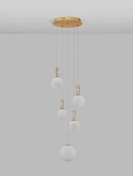 5-płomienna lampa wisząca YARA LE42732 LED 30,5W okrągła złota