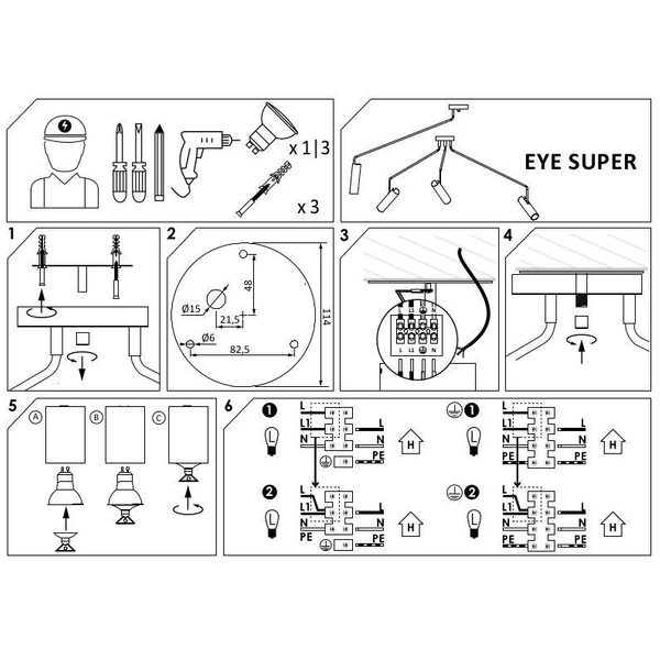 Sufitowa LAMPA regulowana EYE SUPER 6491 Nowodvorski metalowa OPRAWA tuby na wysięgnikach biała