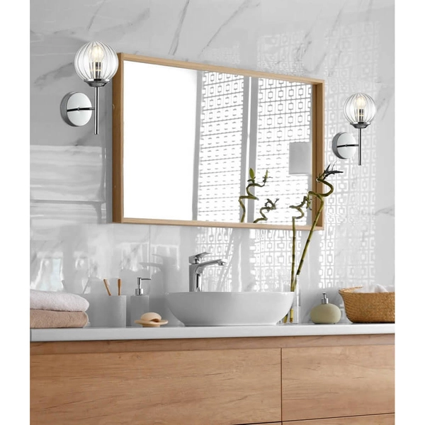 Ścienny kinkiet sypialniany Best 21-72832 kulisty przezroczysty chrom