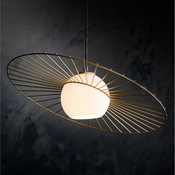 Modernistyczna LAMPA wisząca SOL 32039 Sigma metalowa OPRAWA druciana ZWIS szklana kula ball czarna biała złota