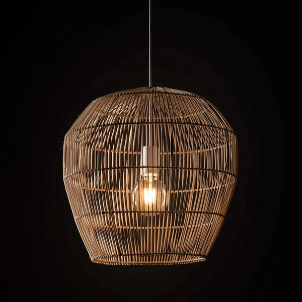 Bambusowa lampa wisząca Haiti 11163 japandi do kuchni cage koszyk biała