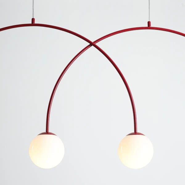 Podwójna wisząca lampa Una 1116L15_L szklane kule czerwone białe