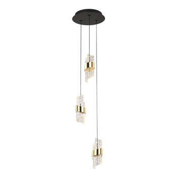 Zwisająca lampa glamour Tonga PND-26374-3-23W-3K-BK-GD Italux LED 23W 3000K złota
