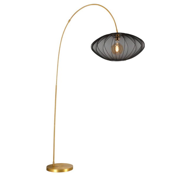 Lampa podłogowa z abażurem Corina 03747/60/30 czarna złota
