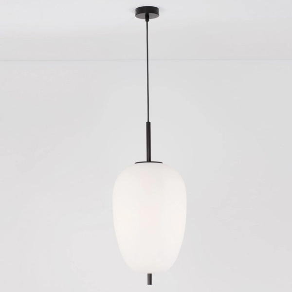 Czarna lampa wisząca Marc LE42720 szklana kula ball do pokoju loftowa