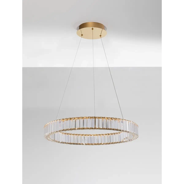 Wisząca lampa kryształowa Bauta okrągła LED 40W złota