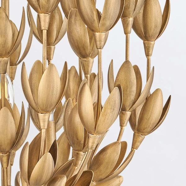 Wiszący żyrandol nad stół Flora QN-FLORA3-GD do jadalni kwiaty złote